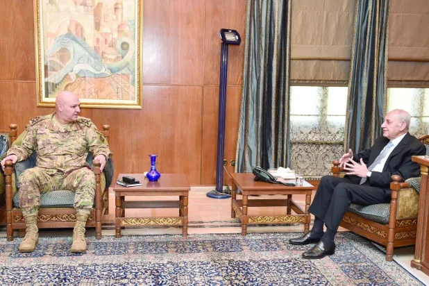 Archive photo of Speaker Nabih Berri receiving Army Commander General Joseph Aoun (Lebanese Parliament website)