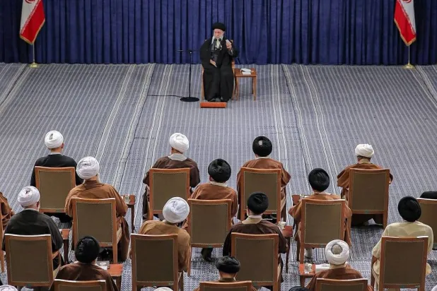 Supreme Leader Ali Khamenei meets with members of the Assembly of Experts for Leadership in February 2023. (Supreme leader’s website) 
