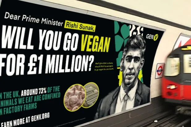 Bir görsel sanatçının, bu hafta reklam panolarında yerini alacak reklam modeli çalışması (Generation Vegan)

