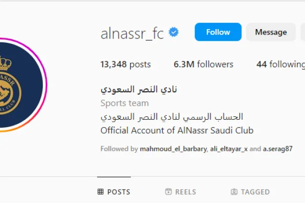 بعد صفقة رونالدو... النصر يتصدر الأندية السعودية على «إنستغرام» بـ6.3 مليون متابع