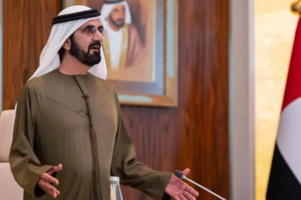 
شیخ محمد بن راشد در حال ریاست  جلسه شورای وزیران (خبرگزاری وام)