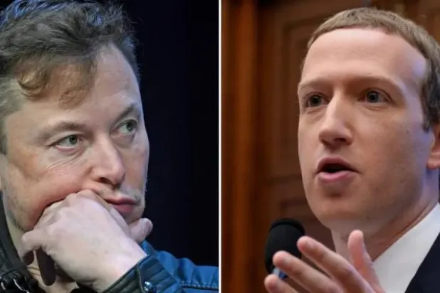 الرئيس التنفيذي لشركة «ميتا» مارك زوكربيرغ (يمين) ورئيس «تويتر» إيلون ماسك (رويترز- أ.ب)