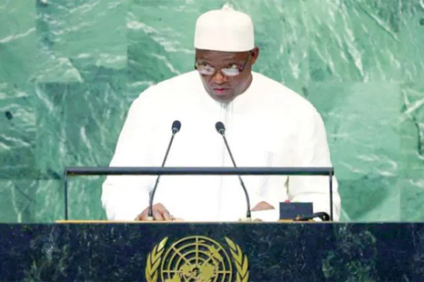 رئيس غامبيا مخاطباً الجمعية العامة للأمم المتحدة في 22 سبتمبر الماضي (رويترز)