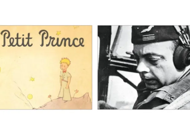 أنطوان دو سانت إكزوبري في طائرته - غلاف رواية الأمير الصغير