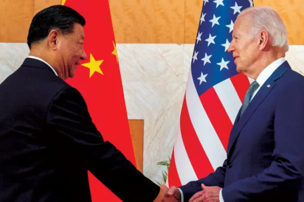 جانب من لقاء الرئيسين الأميركي والصيني في بالي في 14 نوفمبر 2022 (أ.ب)