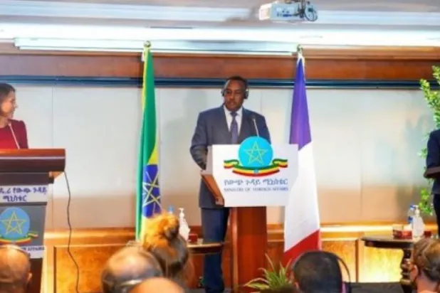 وزيرة خارجية ألمانيا ووزيرة الشؤون الخارجية الفرنسية في مؤتمر صحافي بأديس أبابا (وكالة الأنباء الإثيوبية)