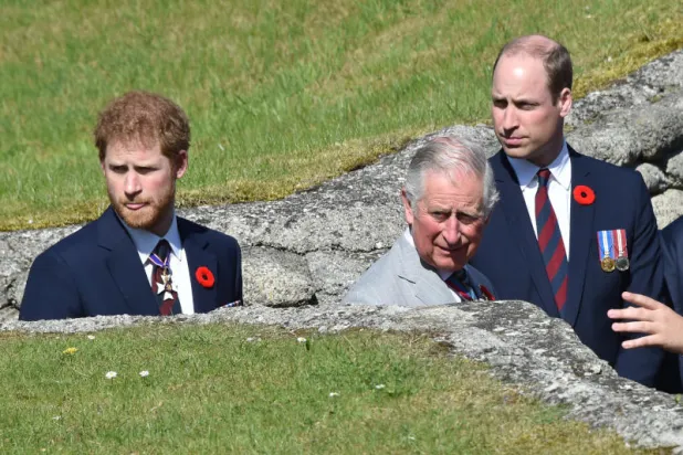 الملك تشارلز والأمير ويليام (يمين) والأمير هاري (أرشيفية - رويترز)