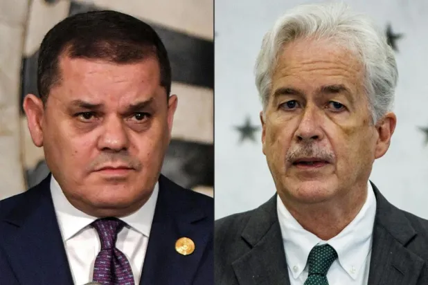 Libya Başbakanı Abdulhamid ed-Dibeybe ve CIA Direktörü William Burns / Fotoğraf: AFP

