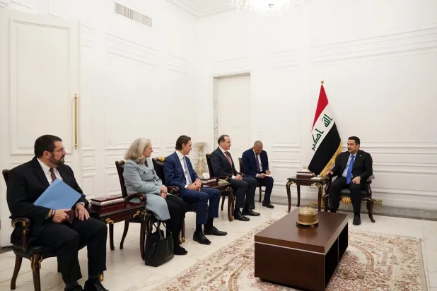 Iraqi PM Sudani receives the US delegation in Baghdad. (Iraqi prime minister's office on Twitter)