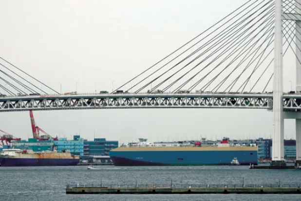 سفن حاويات في ميناء يوكوهاما بالقرب من العاصمة اليابانية طوكيو (إ.ب.أ)