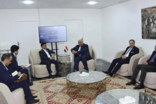 The Egyptian foreign minister receives the Iranian delegation as part of the COP 27 activities (Egyptian Foreign Ministry)