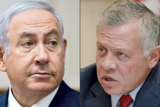 صورة مركبة للعاهل الأردني ورئيس الوزراء الإسرائيلي (أ.ف.ب)