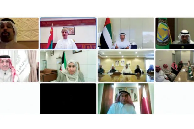 جانب من اجتماع لجنة التعاون المالي والاقتصادي لدول مجلس التعاون الخليجي عبر الاتصال المرئي أمس (الشرق الأوسط)
