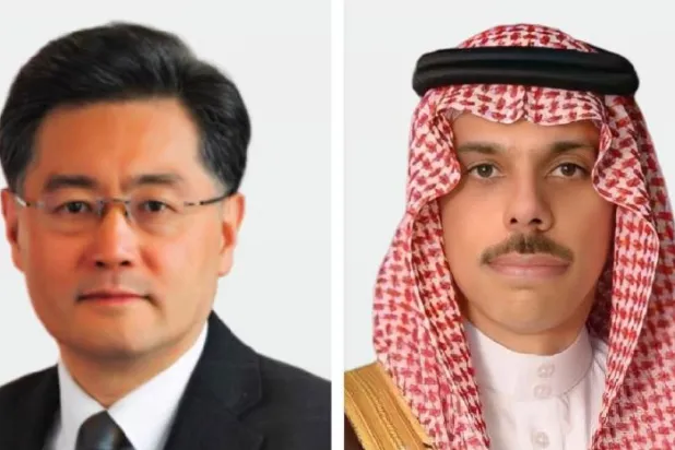 الأمير فيصل بن فرحان والوزير تشين جانغ (الخارجية السعودية)