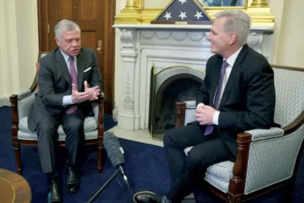 Speaker of the House Kevin McCarthy holding talks with King Abdullah II of Jordan in Washington (Reuters)
