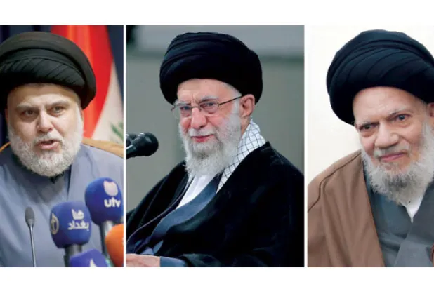 محمد كاظم الحائري (من حسابه على «تويتر»)  -  علي خامنئي: الكاظمي أمر أتباعه بطاعة «المرشد» الإيراني (د.ب.أ)   -   الصدر: الحائري رفض فتح مكتب لـ{التيار} في إيران وقال ألا تكفيهم النجف؟ (رويترز)