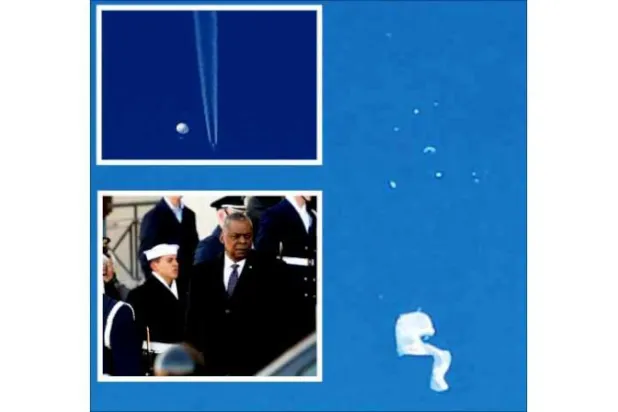 لحظة سقوط المنطاد بعد تفجيره (أ.ب)