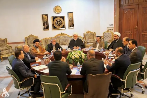 من اجتماع «الإطار التنسيقي» مع رئيس الوزراء في منزل العبادي (وكالة الأنباء العراقية)
