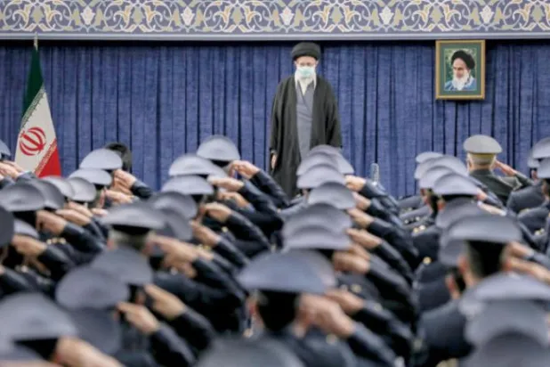 A picture published by Khamenei's website from his annual speech to army leaders in Tehran, Iran