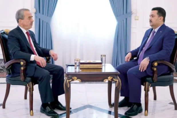 Iraqi Prime Minister Mohammed Shia al-Sudani sits down for an interview with Asharq Al-Awsat in Baghdad.