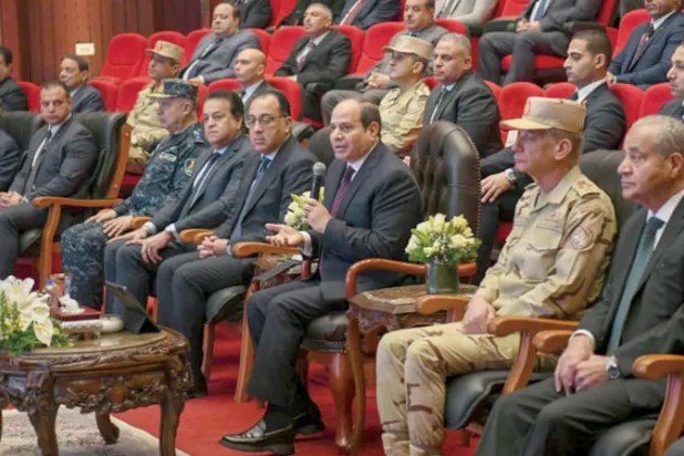 السيسي خلال افتتاح المرحلة الثانية من مجمع الصناعات الغذائية (سايلو فودز) بمدينة السادات (الرئاسة المصرية)