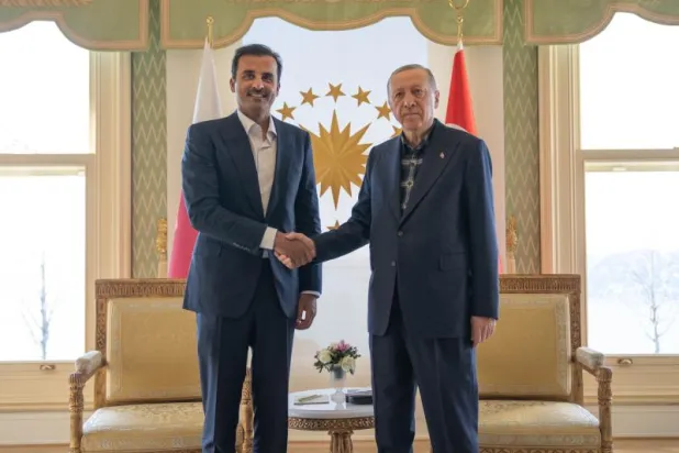 من لقاء أمير قطر والرئيس التركي (قنا)