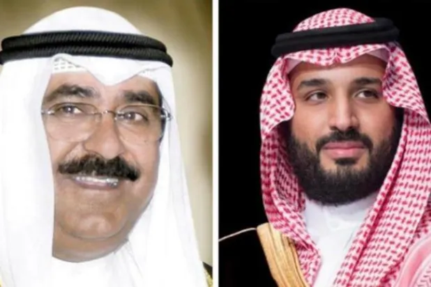 الأمير محمد بن سلمان ولي العهد السعودي ونظيره الكويتي الشيخ مشعل الأحمد (واس)