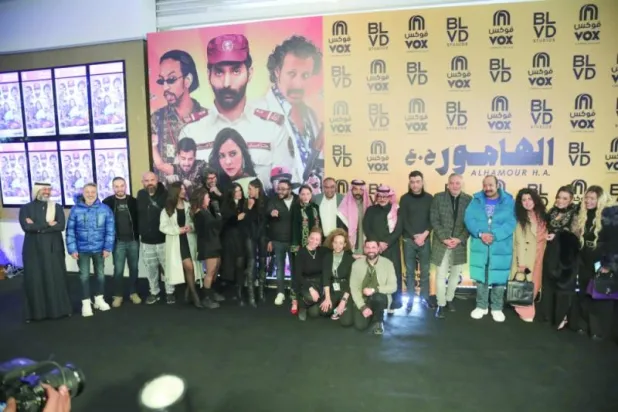 لقطة تجمع الفنانين المصريين والسعوديين (الصور من منظمي العرض الخاص)