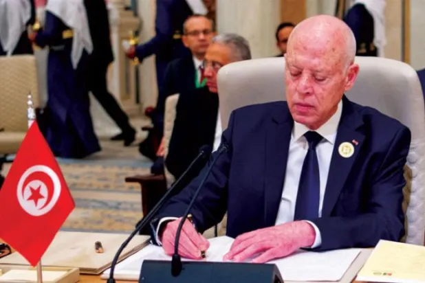 Tunisian President Kais Saied (Asharq Al-Awsat)
