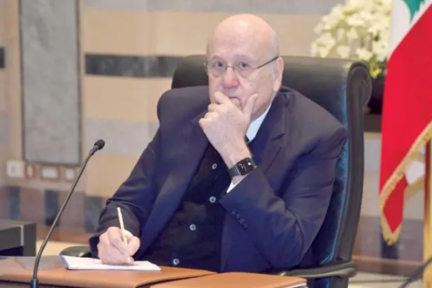 Lübnan Başbakanı Necib Mikati, geçen hafta Grand Serail'de bir güvenlik toplantısına başkanlık ediyor (Dalati ve Nahra)