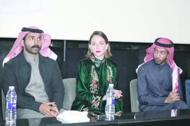 خلال حضورها المؤتمر الصحافي الخاص بعرض فيلم «الهامور» بمصر (الشرق الأوسط)