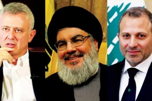 Geçen Eylül ayında Nasrallah, Basil (sağda) ve Franciyye görüşmesine dair Hizbullah medyası tarafından dağıtılan birleşik bir fotoğraf