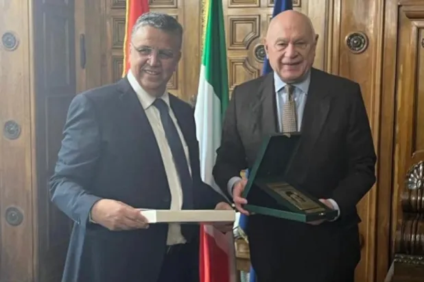 وزير العدل الإيطالي لدى استقباله نظيره المغربي في روما اليوم (الشرق الأوسط)