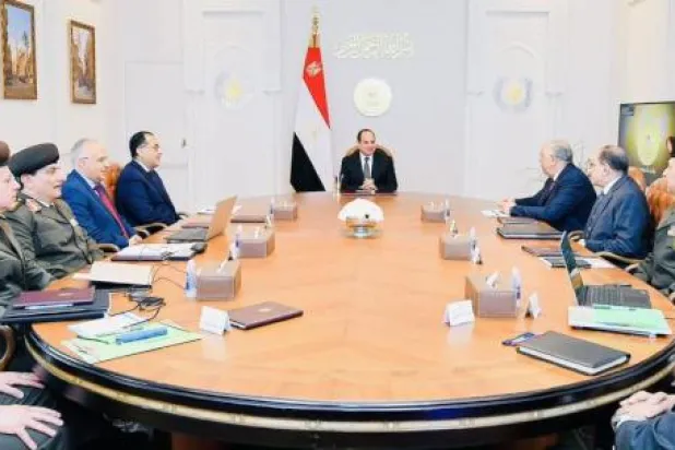 السيسي خلال اجتماع بحث موقف المشروع القومي للإنتاج الزراعي واستصلاح الأراضي في الدلتا الجديدة (الرئاسة المصرية)