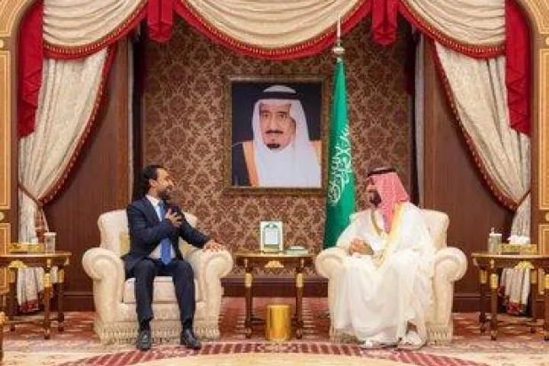 ولي العهد السعودي يستقبل رئيس مجلس النواب العراقي