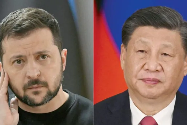 یوکرین پر روس کے سخت حملے کو سال سے زیادہ عرصہ گزر جانے کے بعد پہلی بار شی اور زیلنسکی کے درمیان فون پر بات چیت (اے ایف پی)