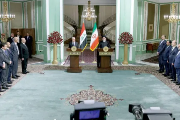 رئیسی اور رشید کل تہران میں ایک پریس کانفرنس کے دوران (ایرانی ایوان صدر)