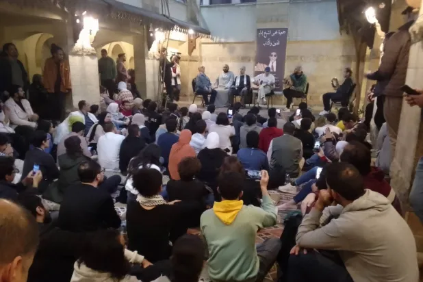 جانب من حفل جمعية الشيخ إمام بمركز الربع الثقافي (الشرق الأوسط)