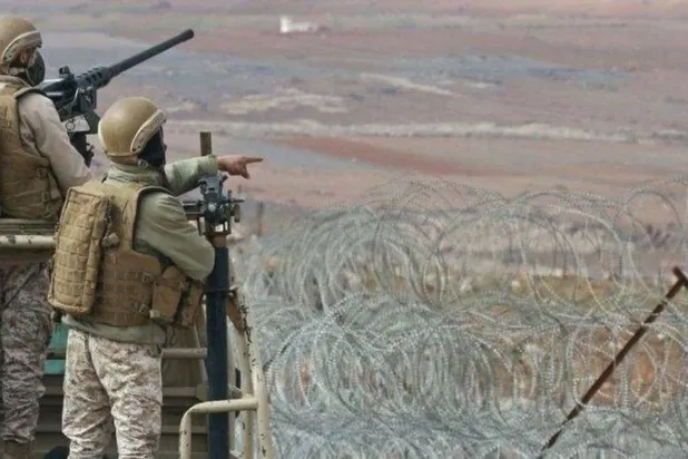 An army patrol is deployed at the Jordan border to combat drug smuggling from Syria in April 2023. (AFP)