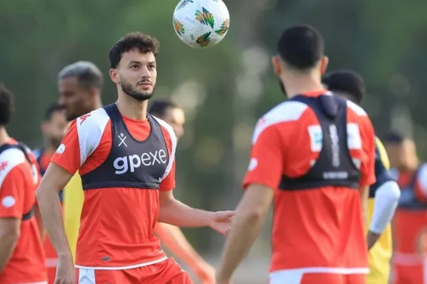 التونسي منتصر طالبي أثناء التدريبات (المنتخب التونسي)