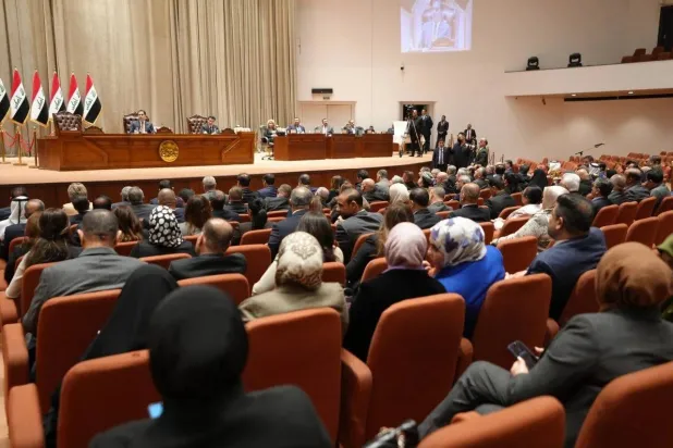 نواب عراقيون خلال جلسة يوم السبت الماضي لانتخاب رئيسٍ لبرلمان البلاد (الموقع الرسمي للبرلمان)