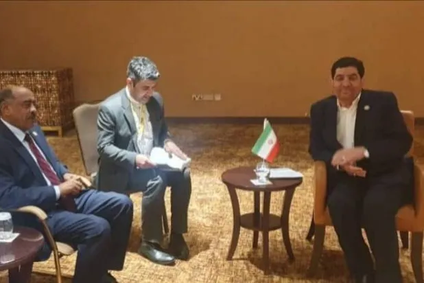 Sudanese Foreign Minister-designate Sadiq Ali meets in Uganda with Iran's First VP Mohamed Mokhber (SUNA)
