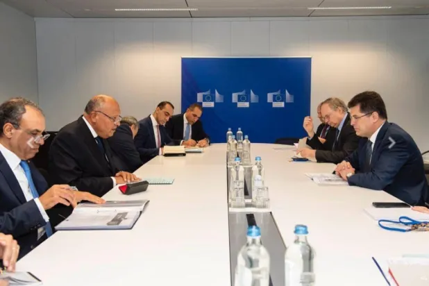 Mısır Dışişleri Bakanı, Avrupa Birliği Kriz Yönetimi Komiseri ile Brüksel’de bir araya geldi. (Mısır Dışişleri Bakanlığı)