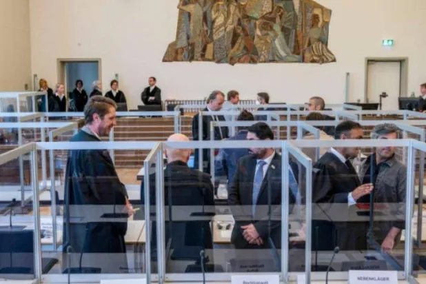 The trial of former Syrian intelligence officers Iyad al-Ghareeb and Anwar Raslan in Koblenz, Germany. AFP file photo