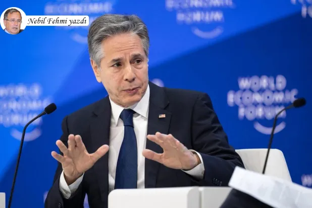 ABD Dışişleri Bakanı Antony Blinken, Davos'taki Dünya Ekonomik Forumu'nda konuşurken, 17 Ocak 2024 (AFP)