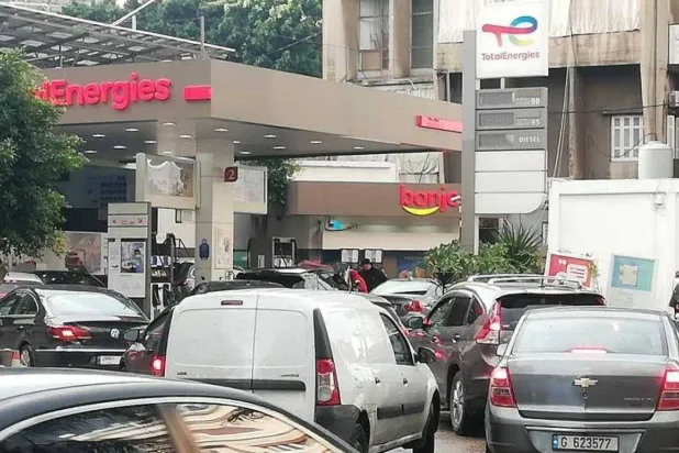 Cars lined up in front of a gas station in Beirut on Wednesday (Markazia)
