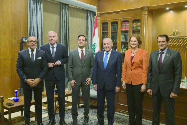Meeting between Lebanese Parliament Speaker Nabih Berri and Ambassadors of the Quintet Committee (Asharq Al-Awsat)