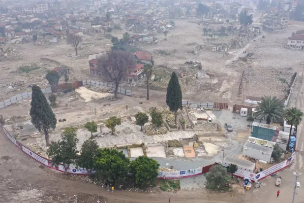 Levelled areas are seen in Antakya city. (Asharq Al-Awsat)