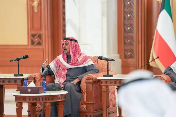 Kuwaiti Prime Minister Sheikh Mohammed Sabah Al-Salem Al-Sabah during his meeting with the editors-in-chief of Kuwaiti newspapers. (KUNA)