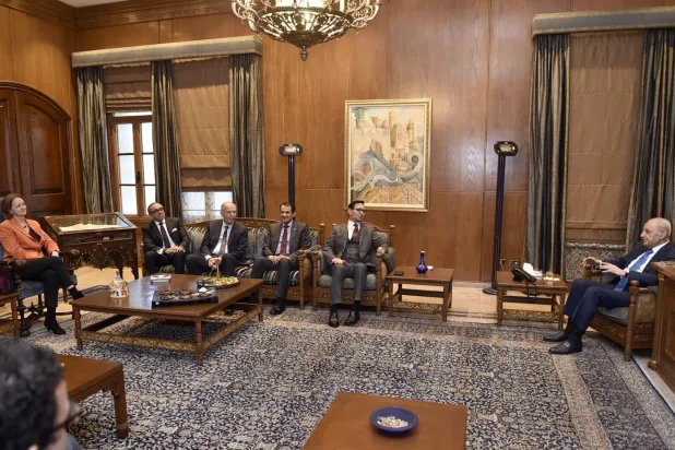 Nebih Berri geçen hafta Beşli Komite’nin büyükelçilerini kabul ederken (Lübnan Parlamentosu)